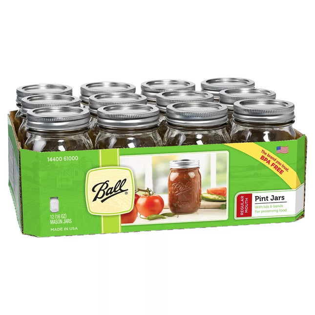 Frascos de vidrio de 16oz - Boca regular (12pzs)